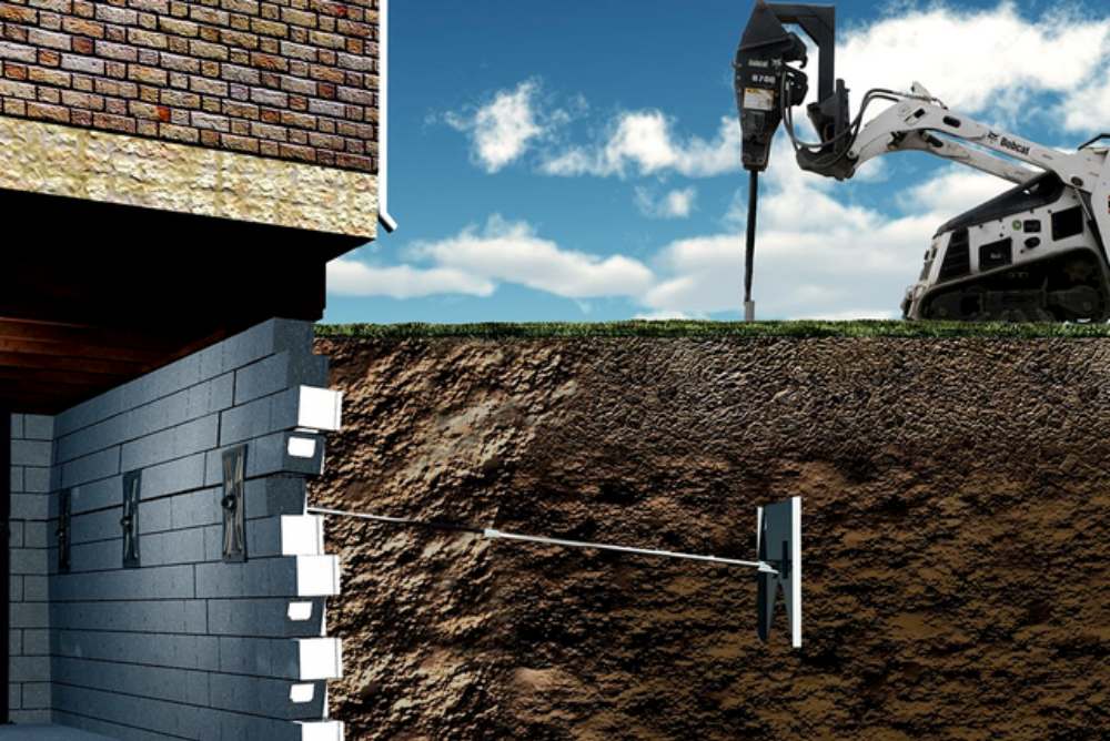 Wall Bracing example - JLB Foundation Repair & Basement Waterproofing IA